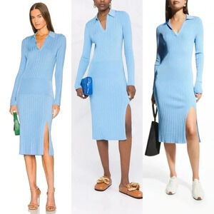 Rag and Bone Dawson Polo blue knit midi dress NWT size Large